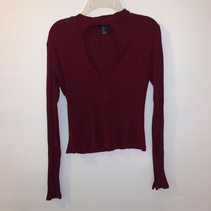 Forever 21 Burgundy long sleeve with cut out